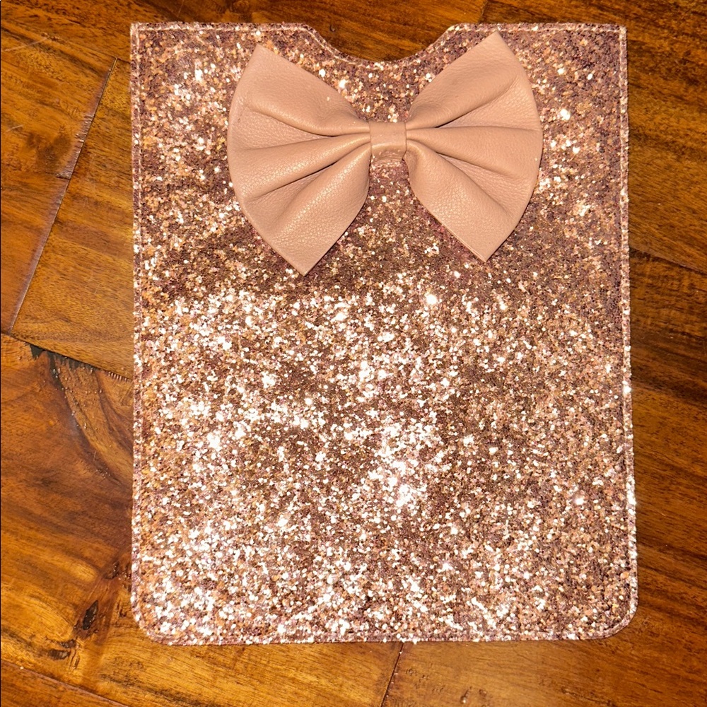 RED Valentino Bow Pink Glitter Leather Ipad Case